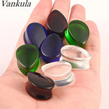 2pcs 6-25mm Water Drop Glass Ear Tunnel Guages Earring Piercing Body Jewelry