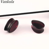 2pcs 6-25mm Water Drop Glass Ear Tunnel Guages Earring Piercing Body Jewelry