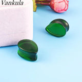 2pcs 6-25mm Water Drop Glass Ear Tunnel Guages Earring Piercing Body Jewelry