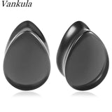 2pcs 6-25mm Water Drop Glass Ear Tunnel Guages Earring Piercing Body Jewelry