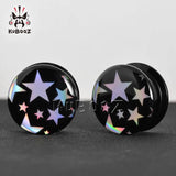 Acrylic Colored Stars Logo Ear Gauges Tunnels Plugs Body Jewelry