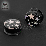Acrylic Colored Stars Logo Ear Gauges Tunnels Plugs Body Jewelry
