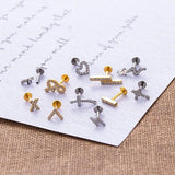 G23 Titanium Snake Cross Flat Back Cartilage Earrings Lip Ring
