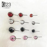 2Pcs Titanium Crystal Nose Piercing Set
