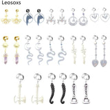Leosoxs Stainless Steel snake Dangle Earrings Ear Plugs Tunnels