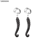 Leosoxs Stainless Steel snake Dangle Earrings Ear Plugs Tunnels