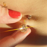 Zircon Clay Ball Belly Button Rings 14G Titanium Barbell Navel Earring