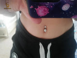Zircon Clay Ball Belly Button Rings 14G Titanium Barbell Navel Earring
