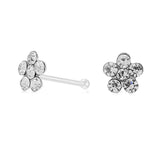 925 Silver Crystal Flower Nose Ring Set - 20pcs/box