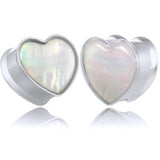 316SS Heart Double Flared Plugs Shell Ear Gauges