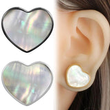 316SS Heart Double Flared Plugs Shell Ear Gauges