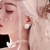 316SS Heart Double Flared Plugs Shell Ear Gauges