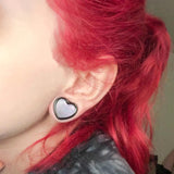 316SS Heart Double Flared Plugs Shell Ear Gauges