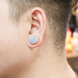 316SS Heart Double Flared Plugs Shell Ear Gauges