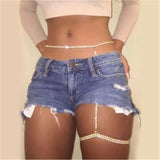 Sexy Crystal Thigh Garters Leg Chain Silver Rhinestone Body Jewelry