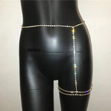 Sexy Crystal Thigh Garters Leg Chain Silver Rhinestone Body Jewelry