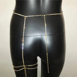 Sexy Crystal Thigh Garters Leg Chain Silver Rhinestone Body Jewelry