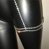Sexy Crystal Thigh Garters Leg Chain Silver Rhinestone Body Jewelry