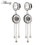 1PC Retro Stainless Steel Sun Moon Star Ear Plugs Tunnels Expander