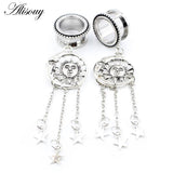1PC Retro Stainless Steel Sun Moon Star Ear Plugs Tunnels Expander