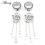 1PC Retro Stainless Steel Sun Moon Star Ear Plugs Tunnels Expander