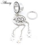 1PC Retro Stainless Steel Sun Moon Star Ear Plugs Tunnels Expander
