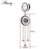 1PC Retro Stainless Steel Sun Moon Star Ear Plugs Tunnels Expander