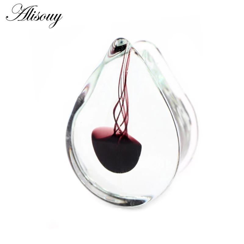 Water Drop Glass Jellyfish Ear Gauges Tunnels Plugs Stretcher Earrings