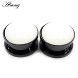 2x Stainless Steel Opal Stone Ear Gauges Tunnels Plugs