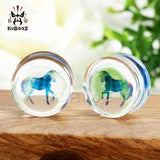 Acrylic Unicorn Logo Ear Tunnels Earrings 2pcs