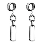 2PCS Punk Dangle Chain Ear Tunnels Plugs Earrings Stretcher Gauges Ear Piercing