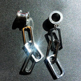 2PCS Punk Dangle Chain Ear Tunnels Plugs Earrings Stretcher Gauges Ear Piercing