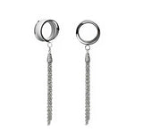 2PCS Punk Dangle Chain Ear Tunnels Plugs Earrings Stretcher Gauges Ear Piercing