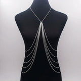 Long Tassel Body Chain Sexy Beach Silver Disco Party Accessories Bra Cross Body