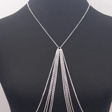 Long Tassel Body Chain Sexy Beach Silver Disco Party Accessories Bra Cross Body