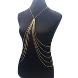 Long Tassel Body Chain Sexy Beach Silver Disco Party Accessories Bra Cross Body