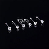 20Pcs/Box Straight Pin Nose Stud with End Ball Crystal Nose Piercing