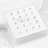 20Pcs/Box Straight Pin Nose Stud with End Ball Crystal Nose Piercing