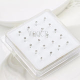 20Pcs/Box Straight Pin Nose Stud with End Ball Crystal Nose Piercing