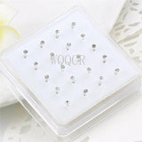 20Pcs/Box Straight Pin Nose Stud with End Ball Crystal Nose Piercing