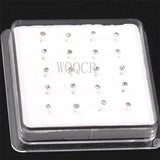 20Pcs/Box Straight Pin Nose Stud with End Ball Crystal Nose Piercing