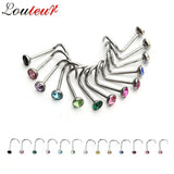20pcs Stainless Steel Crystal Nose Rings Body Jewelry Nose Studs Hooks