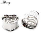 2pcs Stainless Steel Heart Ear Tunnels Plugs 8-25mm
