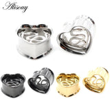 2pcs Stainless Steel Heart Ear Tunnels Plugs 8-25mm