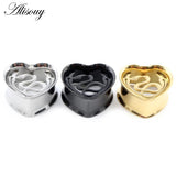 2pcs Stainless Steel Heart Ear Tunnels Plugs 8-25mm