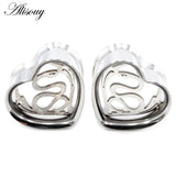 2pcs Stainless Steel Heart Ear Tunnels Plugs 8-25mm