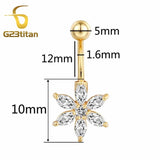 Golden Flower Crystal Belly Button Ring Beach Chain