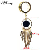2pcs Stainless Steel Screw Ear Plugs Tunnels Flesh Expander Wind Chimes Dangle