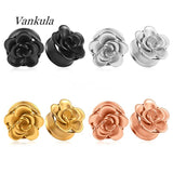 Vankula Stainless Steel Ear Gauges Tunnels Flower Expander Piercing Earring