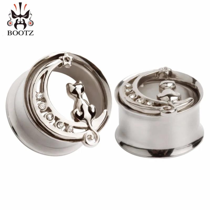 Stainless Steel Cat Ear Piercing Plugs Gauges Body Jewelry 8-16mm